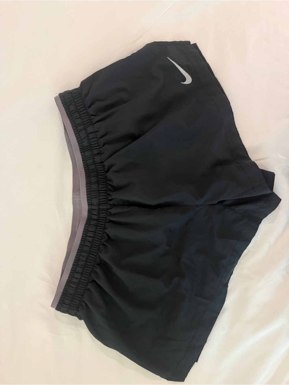 Nike Black Athletic Shorts with Gray Waistband Trim